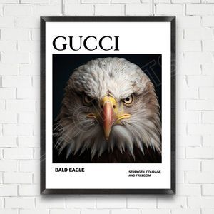 Bald Eagle Gucci Print 11 x 14  Gucci Wall Decor Fashion Art Gucci Animal Theme